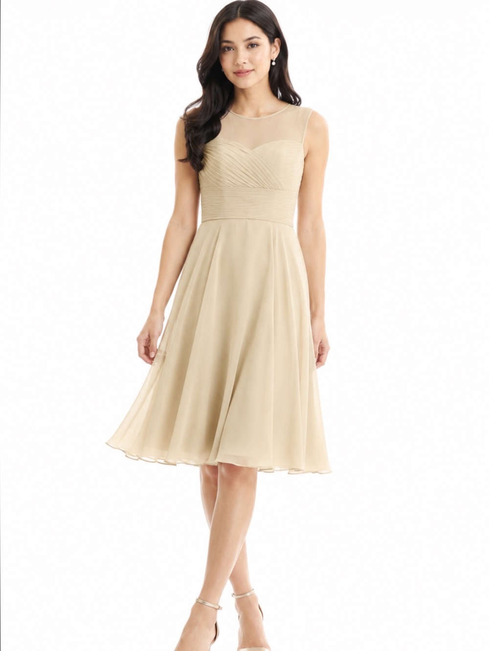 AZAZIE Cream Scarlett Sleeveless Bridesmaid Dress M NWOT